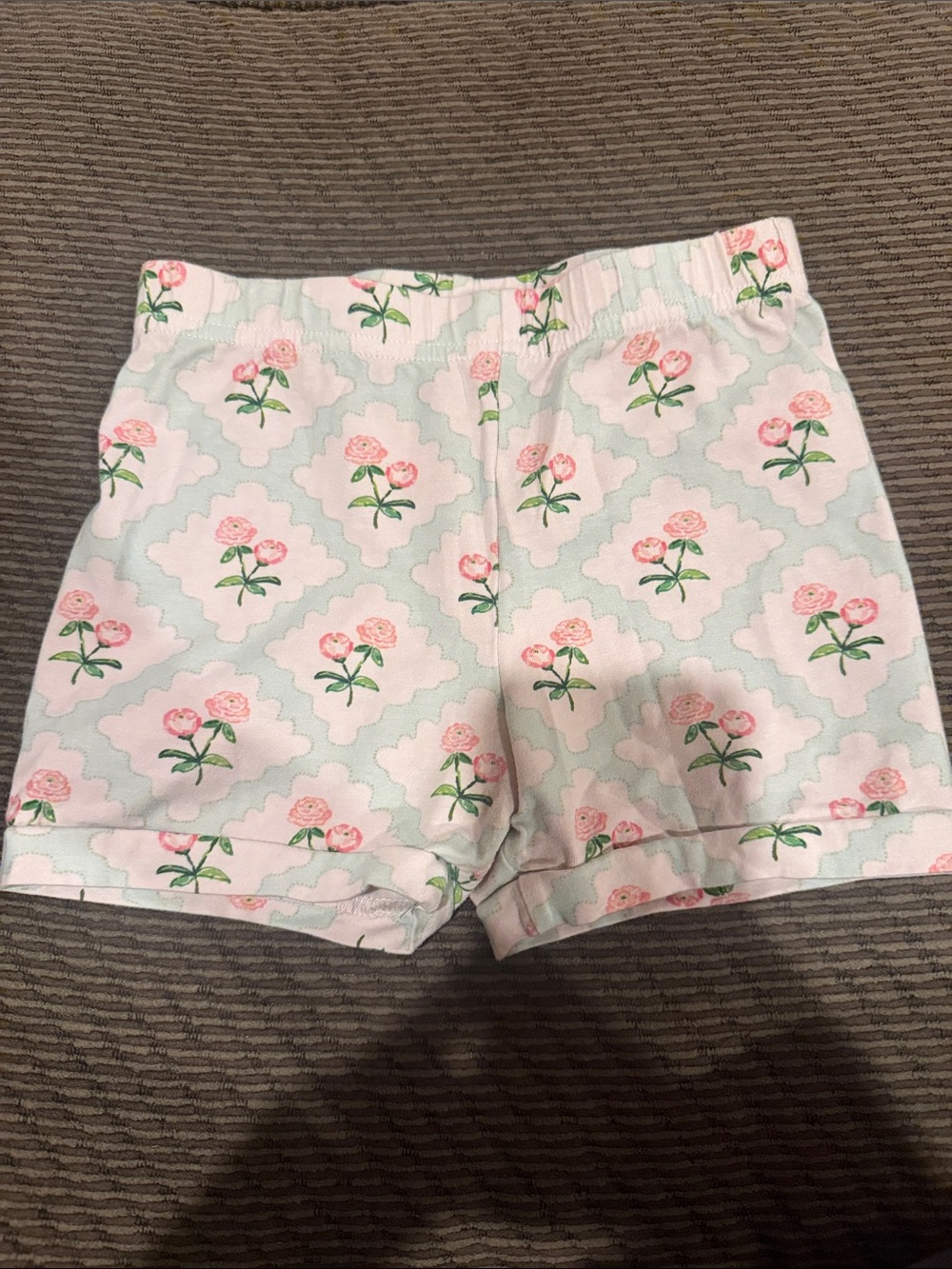 SweetHoney Pink Rose Print Elastic-Waist Girls' Shorts